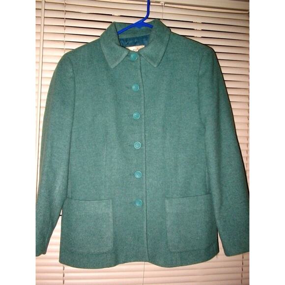 VINTAGE DEADSTOCK NWT TURQUOISE HEATHERED TWEED CASHMERE WOOL JACKET - Picture 1 of 3